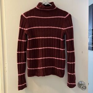 Super Cute Pink Striped Madewell Mockneck Sweater